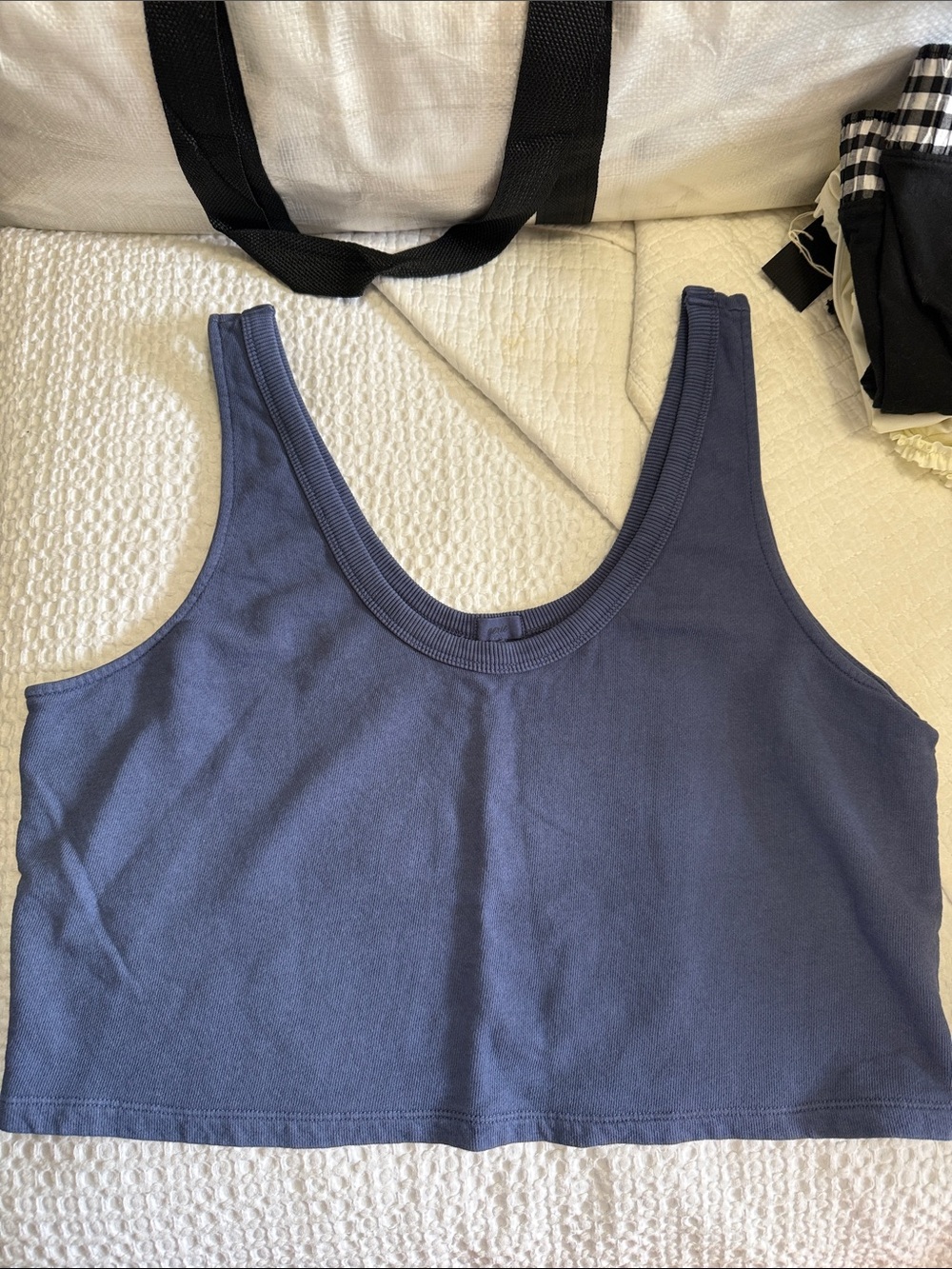 aerie Ribbed Scoop Tank Crop Top - Navy Blue